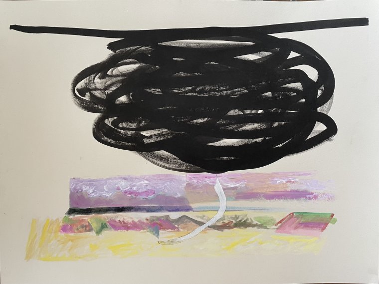 ED HANSSEN - 60X80 - UNTITLED - ACR INK ON CARDB - 2025