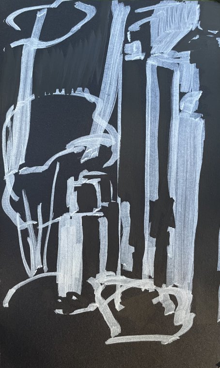 ED HANSSEN - DRAWING ON BLACK PAPER - CHALKMARKER - 2025 (1)