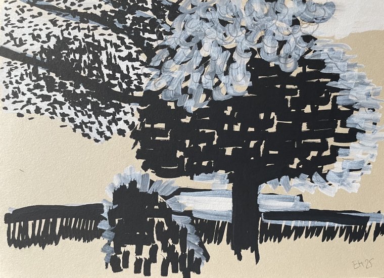ED HANSSEN - DRAWING ON PAPER - CHALKMARKER - 2025