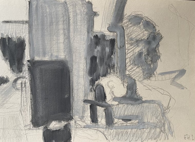 ED HANSSEN - DRAWING WATERCOL ON PAPER - 2025